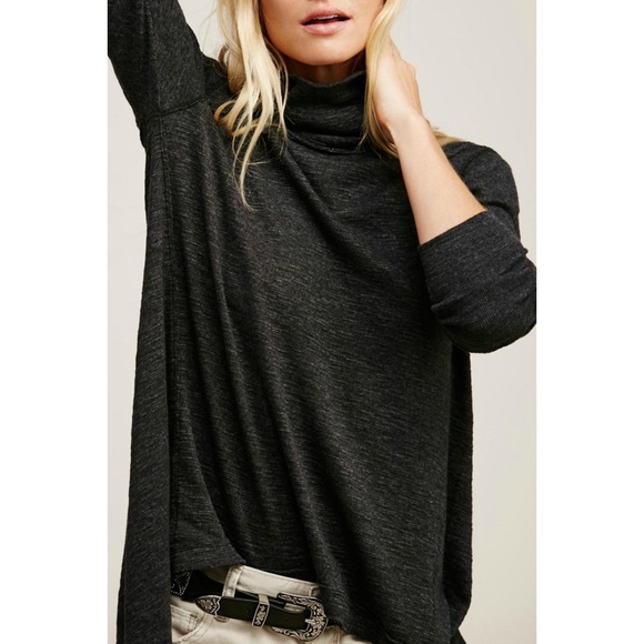 Free People split back high-low turtleneck top - Picture 2 of 9